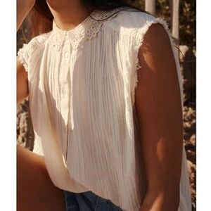 INDI & COLD Lore Sleeveless Shirt - Cream Size XS